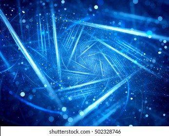 Blue glowing lines with particles spiral in space, computer generated abstract background, 3D render - Shutterstock ID 502328746