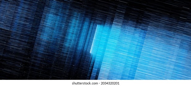 Blue Glowing Multidimensional Quantum Computing Grid, Computer Generated Abstract Background, 3D Rendering