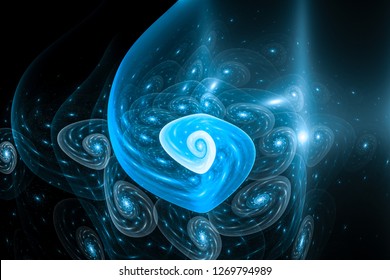 Blue Glowing Multiple Fibonacci Spirals Multiverse Stock Illustration ...