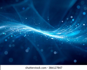 Blue Glowing New Technology Flow In Space, Computer Generated Abstract Background