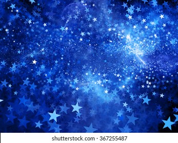 Blue glowing star shape fractal, computer generated abstract background