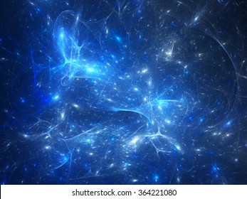 Blue glowing synapses in space, computer generated abstract background