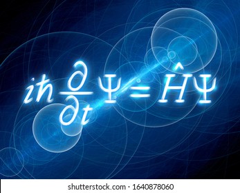 Blue glowing time-dependent Schrodinger equation with circular frequencies, computer generated abstract background, 3D rendering