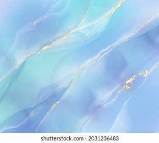 Blue Gold Sparkle Pastel Marble .mermaid Background.