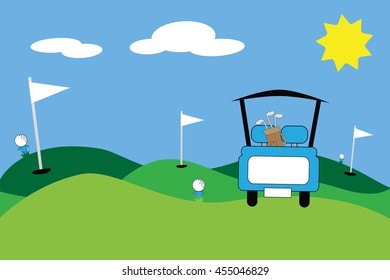 Blue Golf Cart Scene - Powered by Shutterstock