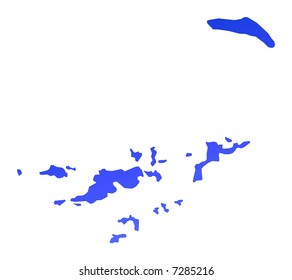 Blue gradient British Virgin Islands map. Detailed, Mercator projection.