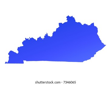 Blue gradient Kentucky map, USA. Detailed, Mercator projection.