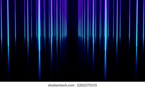 Blue Gradient Lines Abstract Corridor Led Neon Glowing 3d Render