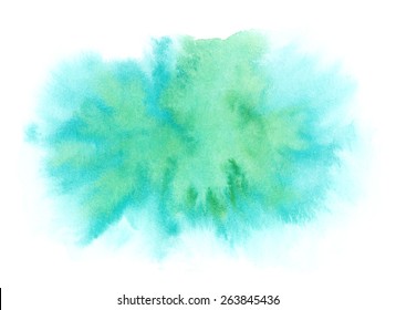 Blue and green color splash watercolor background