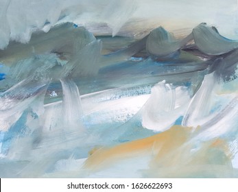 Blue and Grey Abstract Art Painting background. 