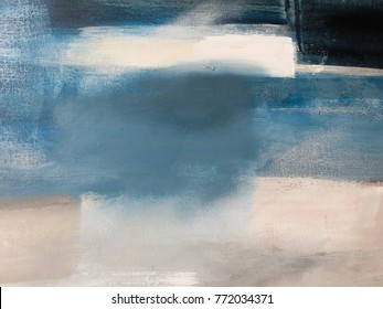 Blue And Grey Abstract Art Painting Background.