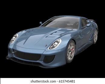 Blue grey modern urban sportscar - 3D Illustration