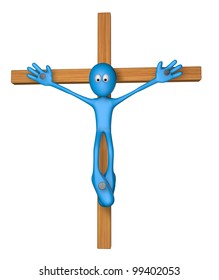 Blue Guy Nailed On Wooden Cross Stock Illustration 103121897