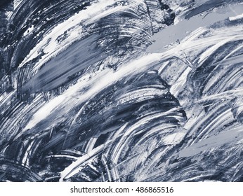 Blue handmade texture. Creative background with abstract acrylic painted waves. Modern art. Contemporary art.