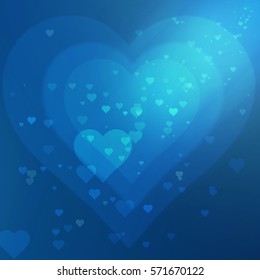 Blue Heart Festive Abstract Bokeh Background