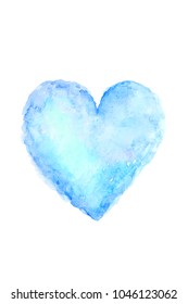 Blue Heart Watercolor Cloud. Design With Ripped Edges