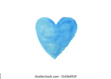 Blue Heart Watercolor Paint Isolated On White Background Background