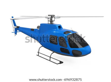 Blue Helicopter Isolated. 3D rendering