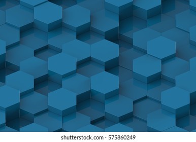 Blue Hexagon Background Texture. 3d render