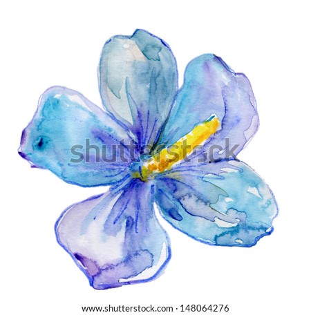 Blue Hibiscus flower,watercolor painting