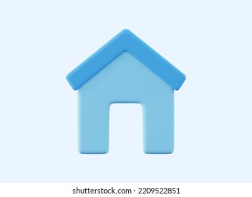 Blue House Icon 3d Rendering. Home Icon Or Symbol For Web