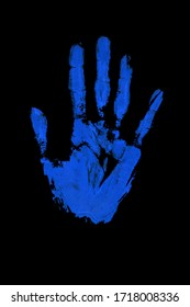 Blue Human Hand Print On Black Stock Illustration 1718008336 | Shutterstock