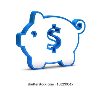 blue icon with piggy bank on a white background
