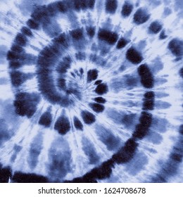 Blue Indigo Tye Dye. Abstract Spiral. White Swirl Background. Fabric Vintage Design. White Batik Texture. Indigo Tie Die. Blue Bohemian Spiral. Print Psychedelic. Hippie Texture. Indigo Tie Dye.