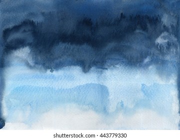 Blue Indigo,purple watercolor background textured  paper splashes brush design card cover decor art water paint