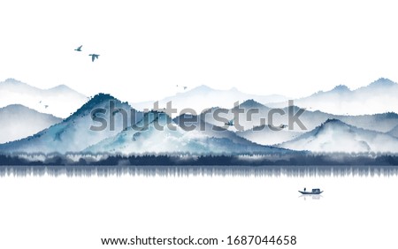 Similar – Image, Stock Photo Dream landscape blue mountains