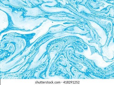 Blue ink. Marble texture. Abstract background. Acrylic painting. Contemporary art.