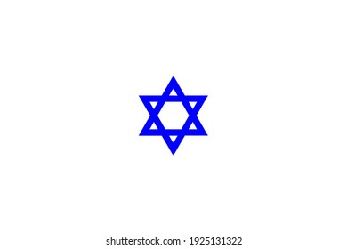 Blue Israel Jewish David Cross Star Symbol Isolated On White Color Background, Abstract Judaism Religion Culture Sign Concept Banner