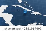 Blue Jamaica 3d map with pointer pin surrounded with other countries in white. Europe political map with borders. 3d render illustration. 3D Illustration