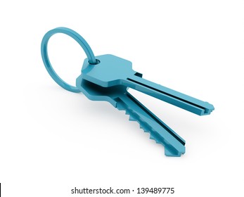 Blue keys isolated on white background