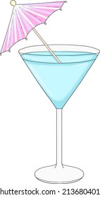 Blue Lagoon Blue Margarita
Summer Cocktail Tropical Exotic Malibu Hawaii Drink With Umbrella