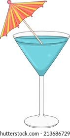 Blue Lagoon Blue Margarita
Summer Cocktail Tropical Exotic Malibu Hawaii Drink With Orange Umbrella