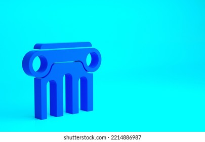 Blue Law Pillar Icon Isolated On Blue Background. Minimalism Concept. 3d Illustration 3D Render.