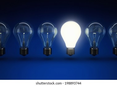 blue light bulb idea concept - Shutterstock ID 198893744