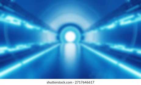 Blue light corridor Abstract future with technology, teleport, and sciencefiction.