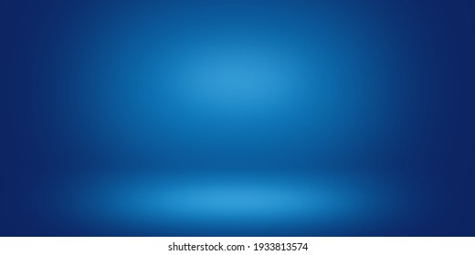 Blue Light Gradient Wall Background And Floor, Effect Cool Tone Wallpaper, Diffused Beam Of Light.