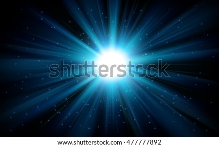 Blue light shining from darkness background