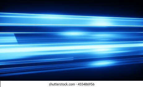 Blue light streaks with motion blur. Computer generated abstract modern background