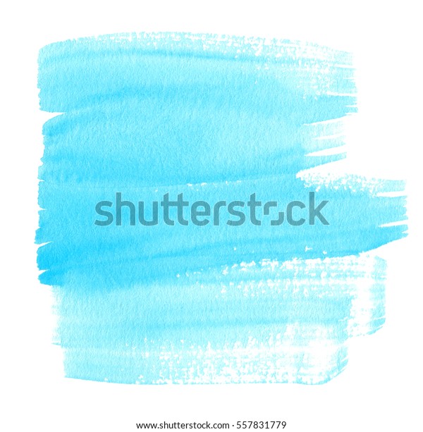 白い背景に青い淡い水彩色の手描きの湿式ペイント テキストデザイン タグ用 壁紙 背景に水色の冷海色のドライブラシ紙テクスチャイラストエレメント のイラスト素材
