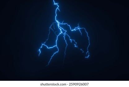 Blue lightning with dark background, 3d rendering. 3D illustration.
