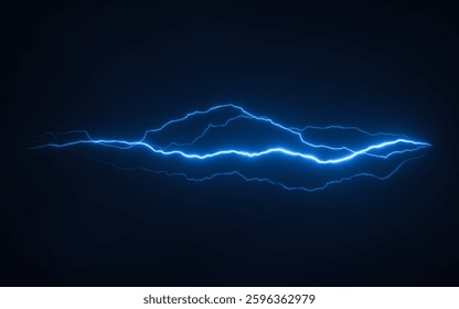 Blue lightning with dark background, 3d rendering. 3D illustration.
