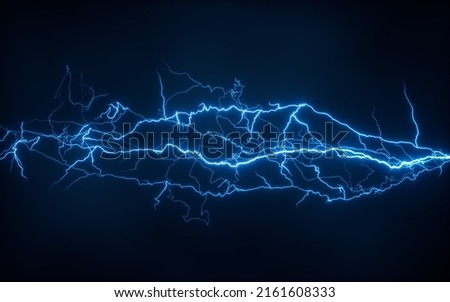 Blue lightning with dark background, 3d rendering. Computer digital drawing.