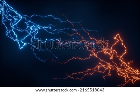 Blue lightning with dark background, 3d rendering. Computer digital drawing.