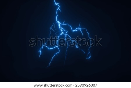 Blue lightning with dark background, 3d rendering. 3D illustration.