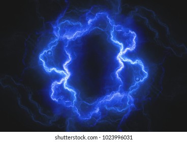 Blue lightning plasma, abstract electrical background