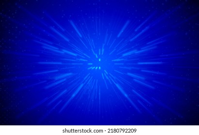 Blue Lines Flowing From Illuminated Vanishing Point - Stock Illustration